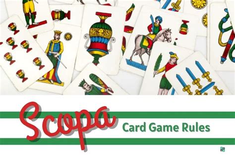 HISTORY OF SCOPA. Scopa is an Italian card game played with a standard Italian 40-card deck. It is most commonly played between two players or two teams of two players each, but can also be played with 3, 4, or 6 individual players. Scopa is a trick-taking game, and the name is the Italian word meaning "broom."