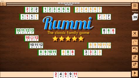 Rummi. This game is a fusion of the card game Rummy and a Mahjong-styled tile game. Initially you are dealt 14 tiles which can be laid onto the playing field. To meld tiles you need to create sets or runs. Sets: 3 or 4 of the same numerical value tiles, with each tile being in a different suit. Runs: groups of 3 or more sequential same-suit tiles. 