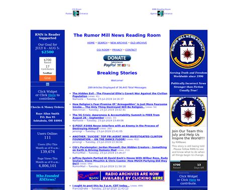 The Rumor Mill News Reading Room. HOME • SEARCH • OLD ARC