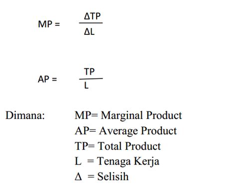 Rumus Marginal Product (MP).