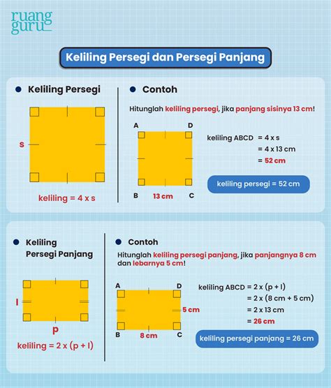 Rumus keliling gabungan persegi dan persegi panjang.  Pengertian Persegi Panja...