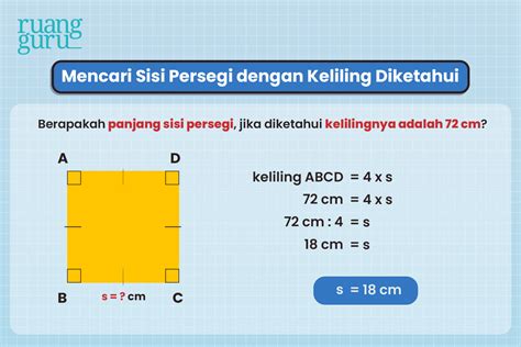 Rumus keliling persegi dan gambarnya.  Menghitung keliling persegi dapat dengan cara m...