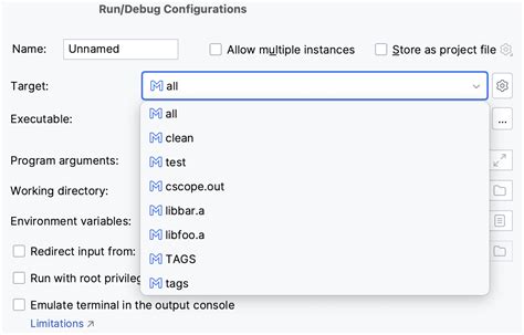 Run/Debug Configuration: Makefile Application CLion