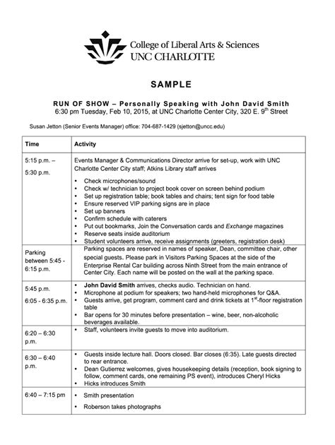Run Of Show Example Fill and Sign Printable Template Online US Legal Forms