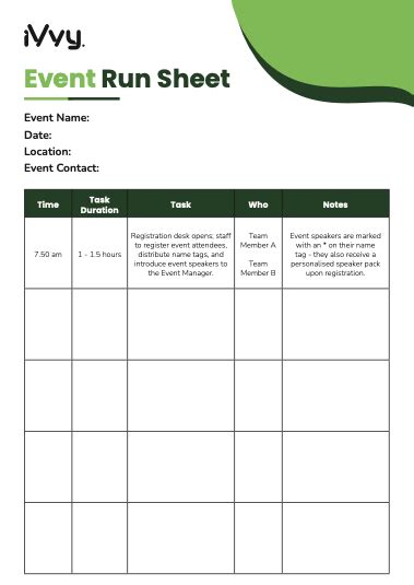 Run Of Show Template For Virtual Event