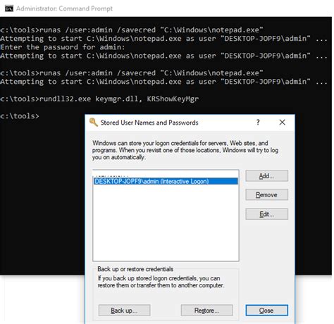 Runas with password.  But if another user logs on to the same server and run...