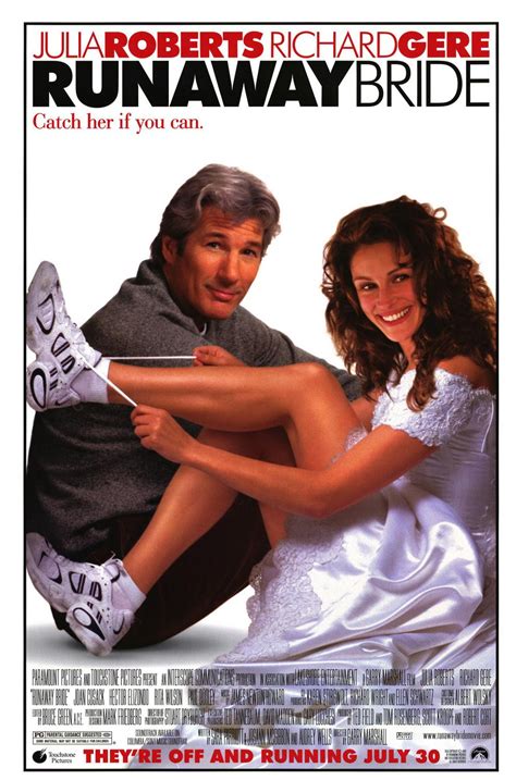 Runaway bride movie. A reporter is assigned to write a story about a woman who has left a string of fiancés at the altar. Director: Garry Marshall | Stars: Julia Roberts, Richard Gere, Joan Cusack, Hector Elizondo. Votes: 104,117 | Gross: $152.26M. 3. … 