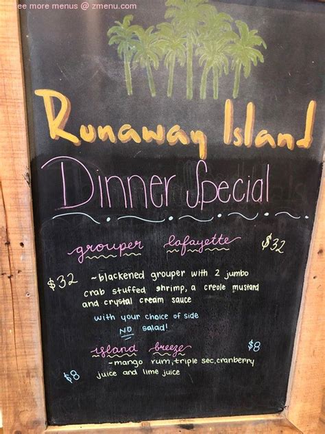 Runaway island restaurant menu. Things To Know About Runaway island restaurant menu. 