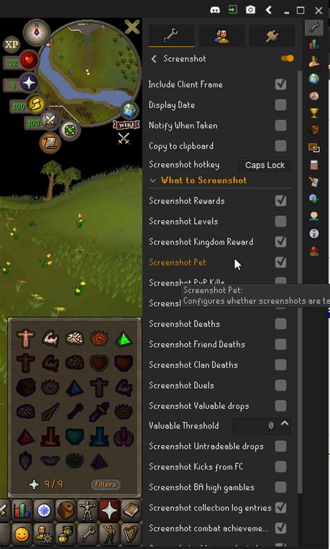 RuneLite doesn't make automatic screenshots for Valuable Drops. I'm 100% sure I've got the settings right. It's screenshotting everything I want it to, but just not the valuable drops, even when I set it to 1. Anyone who's had this issue? Have you got loot drop notifications turned on in the in-game settings? That is a good question.. 