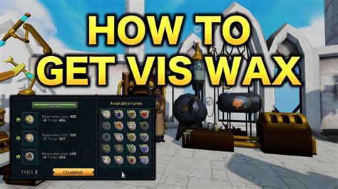 Runescape vis wax. Join the Friend's Chat 'Vis Wax FC'. The title of the FC will be the abbreviations of the combination for today's runes in the format of Slot 1 | 2 2 2 e.g. Mu Bl Ms De Ask the FC "alts please?" for the best profit rune for the title. It will also follow the same format, and thus the rune will be respective of the runes in the title. e.g. Ai Ea ... 
