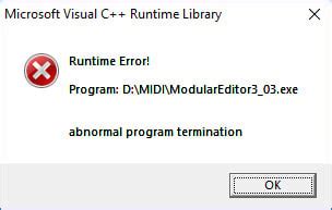 Runtime error! Abnormal program termination Microsoft.