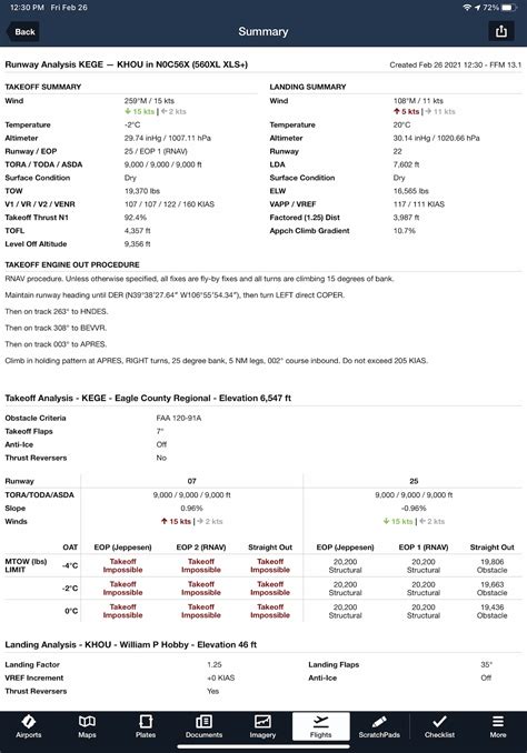 Runway Analysis Page Sample