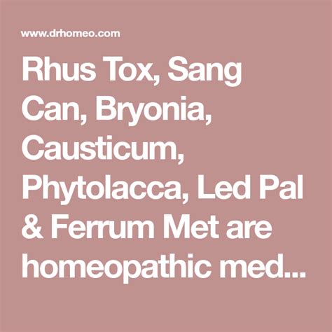 Rus Tox And Bryonia homeopathic remedy relationships