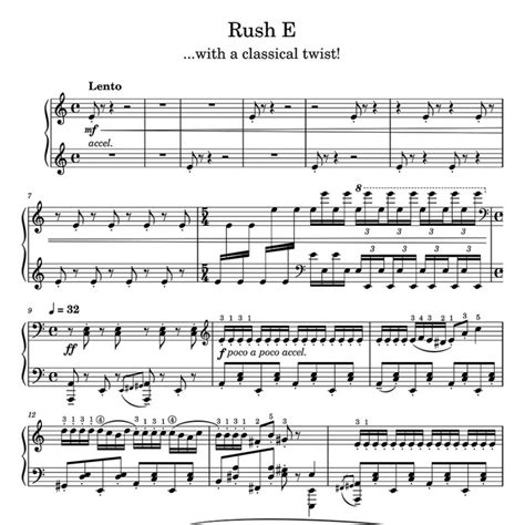 Rush E... with a classical twist! Sheet music for Piano …