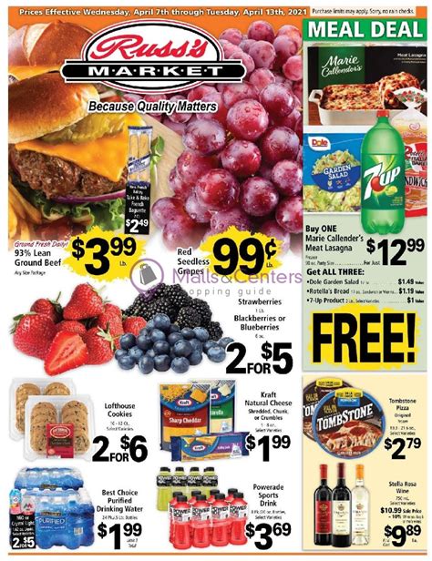 By doing this, you'll stay up-to-date with the latest weekly Russ's Market flyer.The current sales ad features a total of 8 pages of discounted items and promotions and is valid from Wednesday, May 15, 2024 and you can also explore previews + Russ's Market ad for next week. In total, there are 1 store ads and catalogs available for the last week.