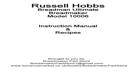 Russelhobbs breadmaker parts model 10882 instruction manual with recipe help. - Emissione manuale serie 1 carburatore tecumseh.