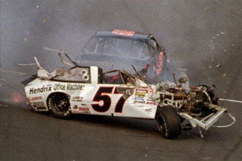 Russell phillips crash. The following year is the race that killed Dale Earnhardt Sr. After this NASCAR went under a lot of safety changes. "As a result of the collision, Bodine suffered fractures in his right wrist, right cheekbone, a vertebra in his back, and his right ankle as well as suffered a concussion. Nine spectators were also injured in the crash ... 