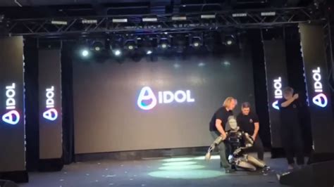 Russia’s AI robot falls and crashes on its front in first appearance.