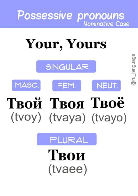 Russian Possessive Adjectives - Russian grammar and vocabulary …