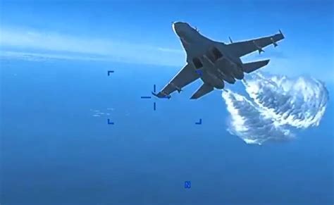 Russian fighter jet dumps fuel on US drone before hitting propeller, Pentagon video shows; Seth Moulton calls it ‘reckless’ behavior from Putin’s military