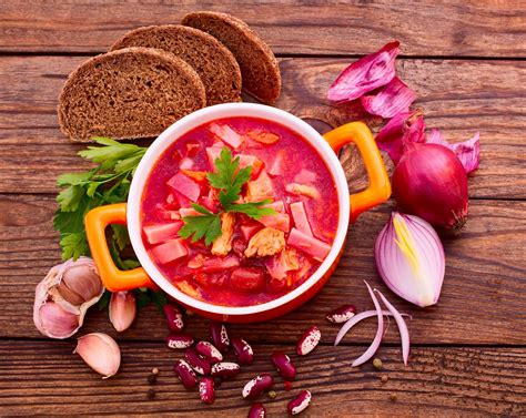 Russian national food. Mar 7, 2020 · 6. Borscht. Borscht is a beetroot soup that actually originated in Ukraine and was quickly adopted as a Russian speciality as well. This soup has dozens of ingredients and can take up to 3 hours to prepare. It is full of meat and sautéed vegetables, including cabbage, carrots, onions, and potatoes. 