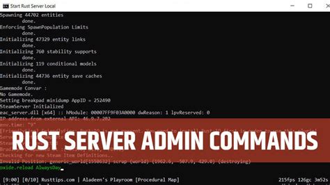 Rust console admin commands.  Google Docs Spreadsheet detailing additional server comman...