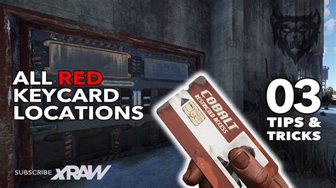 Rust where to get red keycard. Now let's move on to the key card with the best loot. You can find the red cards in the rooms that you opened with the blue card. In rare cases, opponents, the Scientists, also drop a green card. Note: When searching for the colored key cards in Rust, you must always carry one or more fuses with you. To be able to open the locked rooms, you ... 