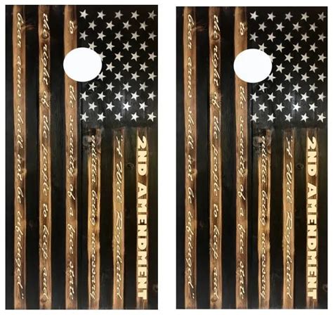 Rustic 2nd Amendment Flag Cornhole Board Wrap LAMINATED …