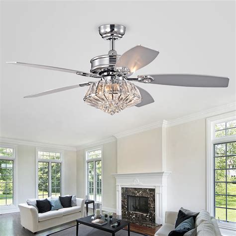 Rustic Ceiling Fan with Crystal Light Indoor Quiet Fan Light …