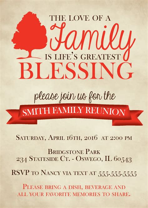 Rustic Family Reunion InvitationDigital FileCustom Colors by