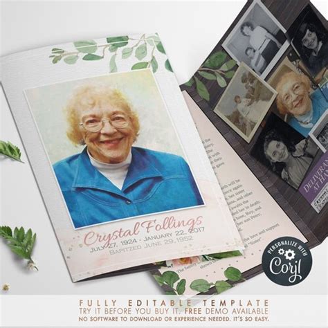 Rustic Funeral Program Template. Personalize It Yourself. FREE Etsy