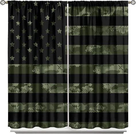 Rustic Green Camo Military Pattern American Flag Thermal …