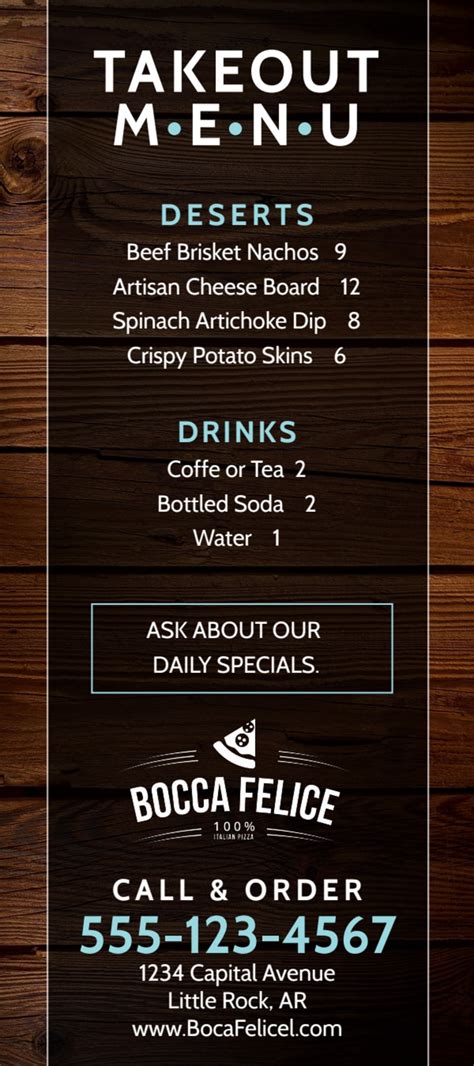 Rustic Take Out Menu Template