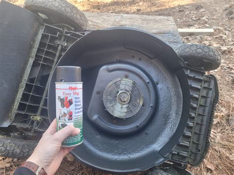 Rustoleum mower deck.  Changing tranny and engine fluids.  Apply to metal or wood. .  Rust-O...