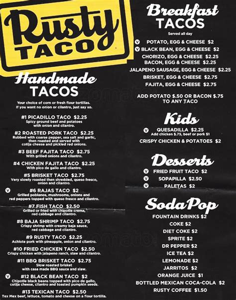 Rusty Taco Menu With Prices