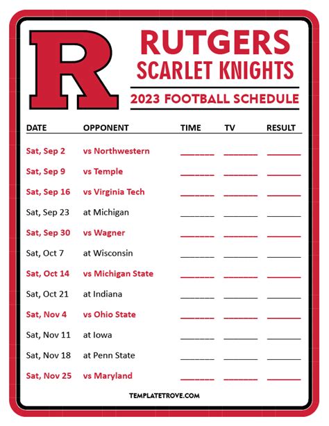 Rutgers Football 2023 Schedule