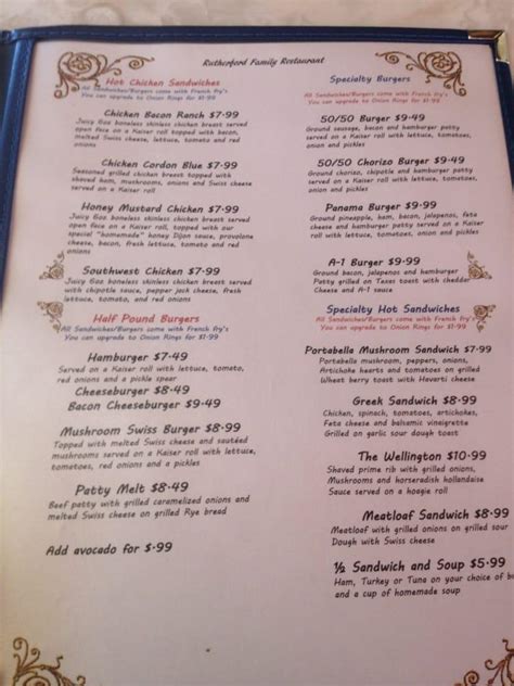 Rutherfords 66 Diner - Zmenu