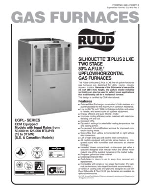 Ruud silhouette ii gas furnace repair manual. - 2000 quick reference and service manual.