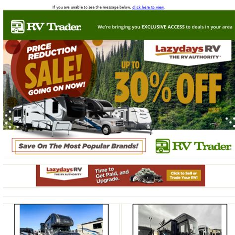 10% OFF. Get 10% off Basic, Standard, Premium or Unlimited Advertising Packages when you use this coupon code at RVT. Check out extensive selection of RVs by Owner & Dealer! See Promo Code. Today's top RVT offer: 10% Off. Find 5 RVT coupons and discounts at Promocodes.com. Tested and verified on May 11, 2024..