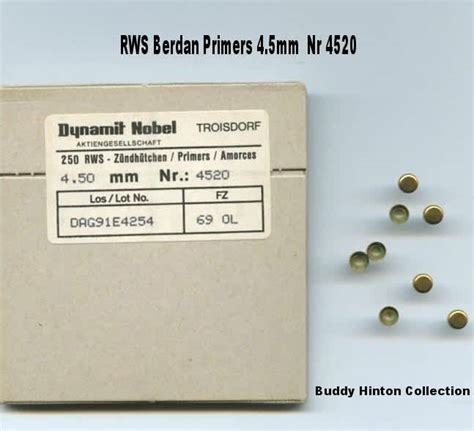 Rws berdan primers.  Maximum ignition reliability, utmost dependability.  Apr ...