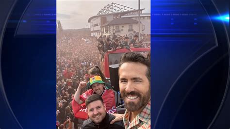 Ryan Reynolds and Rob McElhenney join Wrexham’s open-top bus parade