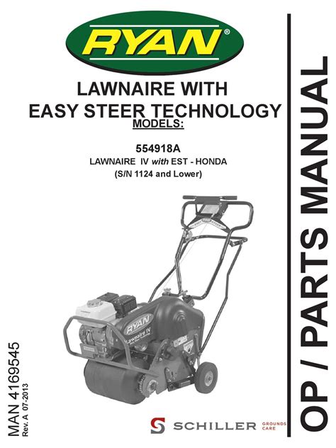 Ryan lawnaire iv manual. OPERATION Lawnaire IV & V AERATING NOTE: For best performance and maximum tine penetration, the lawn should be thoroughly watered the day before aeration. 1. rotate the water drum on the front of the unit until the filler plug F is positioned at the top. Remove the plug, fill the drum with water and replace the plug. 