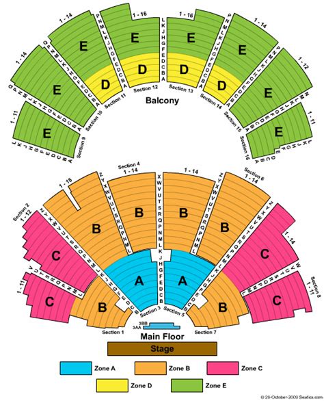 Seating charts reflect the general layout for the venue at thi