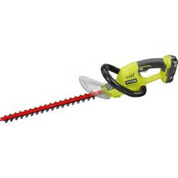 Ryobi 18 hedge trimmer. The RYOBI 18 in. 18V Cordless Hedge Trimmer is lightweight and compact at only 4.5 lbs. This hedge trimmer has a 5/8 in. cut capacity with dual action blades for reduced vibration. Part of the ONE+ system with over 280 tools and batteries and backed by a 3-year warranty. 