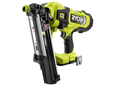 A102EM211: 21° Framing Nailer Extended Capacity Magazine. Holds two full strips of nails for extended continuous usage; Accepts 2″ – 3-1/2″ full round head nails; Fast and simple installation; Ideal for larger framing projects; Compatible with the RYOBI 18V Brushless 21° Framing Nailer (PBL345). 
