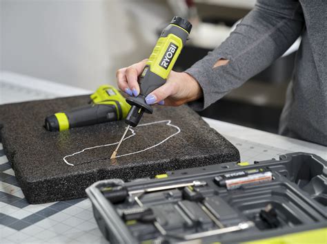 Ryobi foam cutter. Cut through metal, tile, cement, pipes and more with the RYOBI 18V ONE+ HP Compact Cut Off Tool. Compact and lightweight, it allows for one-handed operation in tight spaces. This cut off saw comes with 3 blades for multi-purpose applications (including a carbide abrasive wheel, abrasive cut off wheel and diamond abrasive wheel) that can cut ... 