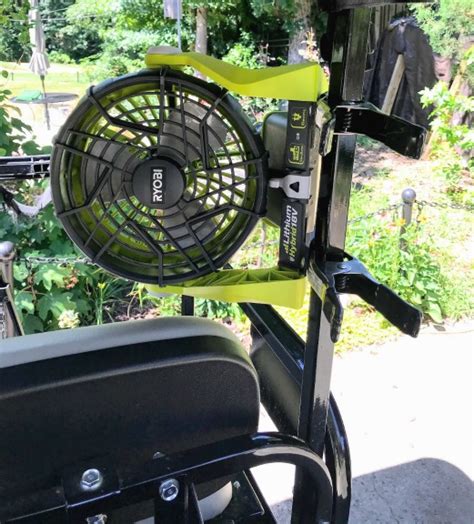Expand your RYOBI 18V ONE+ System with the RYOBI 18V 4 -inch Clamp Fan. This 18V Clamp Fan is the ultimate in portability. Not only does it provide cordless power, but it has the ability to clamp to materials up to 1-1/2 -inch thick, including pipe and 2-by lumber, providing optimal versatility on the jobsite or at home. With 2 speed settings and a multi-directional rotating head, the RYOBI ...