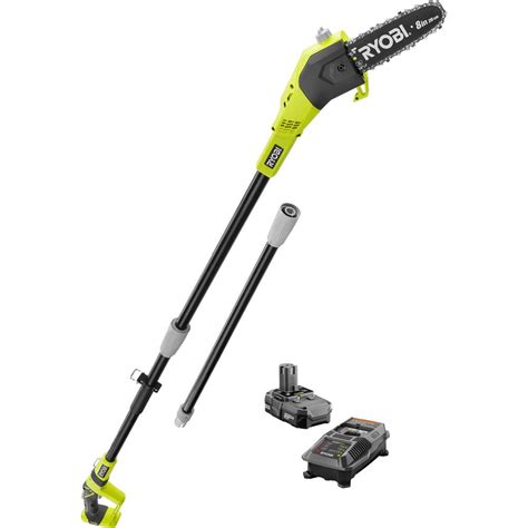 Product Details. The RYOBI Expand-It 10 in. A Pole Saw Attachment features a 10 in. bar and chain that is ideal for pruning and cutting limbs up to 6 in. thick. Reach dead branches or overgrown limbs up to 12 ft. above the ground with the included extension shaft. The angled trimming head allows for user control and more precise cuts.. 