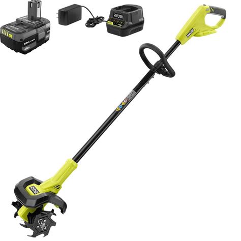 Ryobi p2750. Reviews Features Compact Design Ideal for small gardens and flower beds 3-Speed Dial To handle a variety of applications (176 RPM, 204 RPM, 233 RPM) Front Handle and Guard For enhanced control and protection from flying debris Removable Metal Tines For easy cleaning 18v ONE+ System 