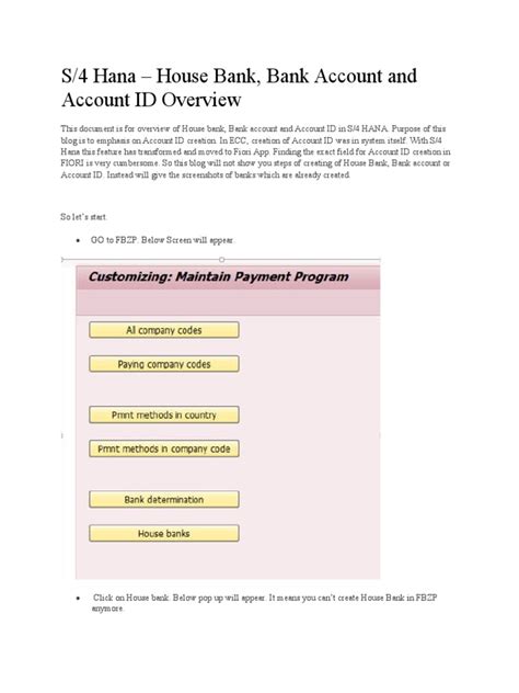 S/4 Hana – House Bank, Bank Account and Account ID Overview.